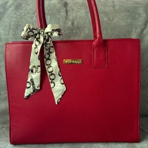 💼❤️ Joy & Iman Red Pebbled Leather Work Tote 💼❤️
